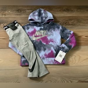 Nike Girls tie dye hoodie & DRIFIT leggings size 6(NWT)